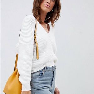 ASOS design V Neck Sweater in Moving Rib